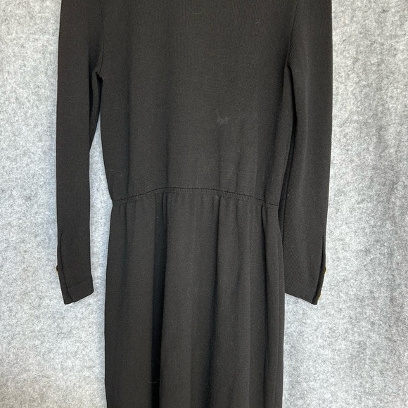 Vintage St. John By Marie Gray Black Santana Knit Sweater Dress Buttons Size 10 - Picture 4 of 13